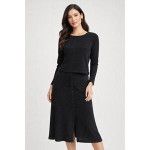 Nicole Studio Petite Black 2PC Knit Midi Dress Set Size S-M